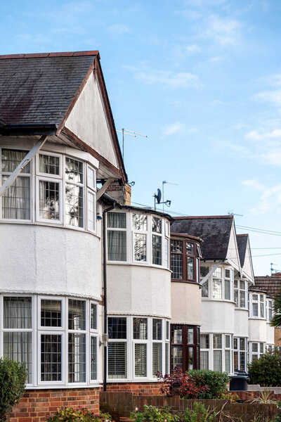 day view row of typical english houses in northampton