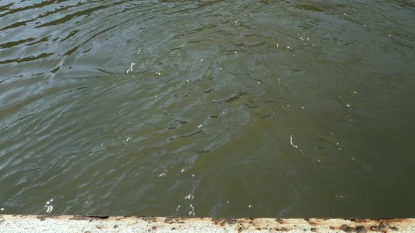 Middellange schot van de waterstroming aan kanaal rivier in stoke bruerne northamptonshire uk — Stockfoto