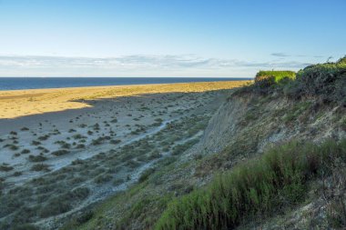 Lowestoft Suffolk 'ta kumsal ve kum tepeleri