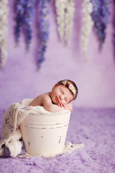 Nyfödd Baby Flicka Dagar Gamla Studio Session — Stockfoto