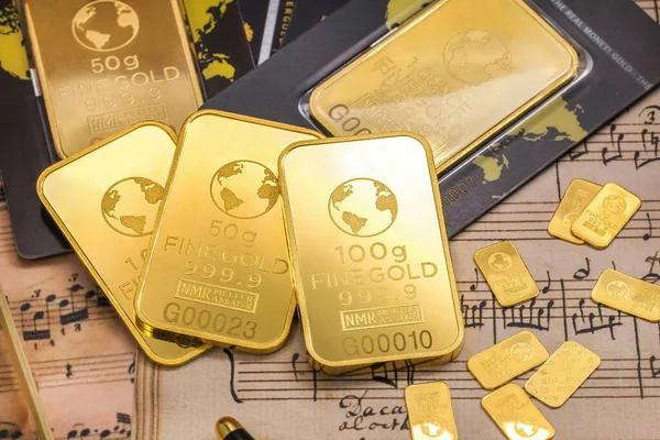 Επενδύστε Χρυσό Ράβδους Χρυσού Δολάρια — Φωτογραφία Αρχείου