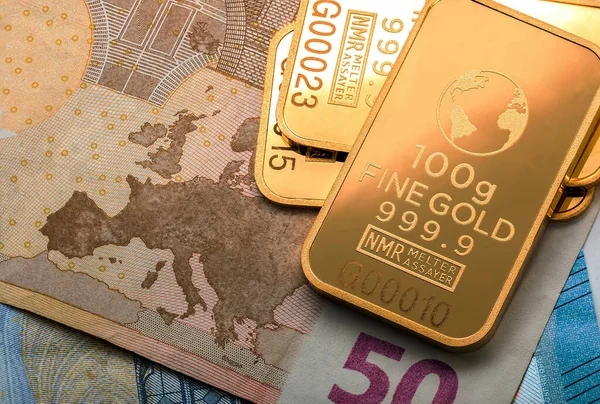 Investire Oro Lingotti Oro Banca Lingotti Dollari — Foto Stock