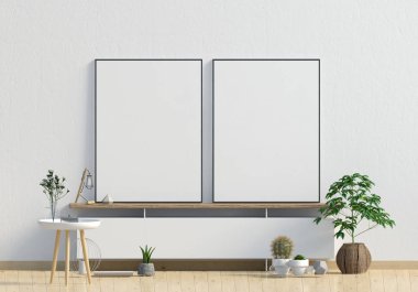 Modern iç mekan tasarımları İskandinav tarzı pencereler ile. Poster alay. 3D çizim.