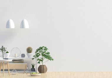 İskandinav tarzı modern iç mekan tasarımları. Duvar kadar alay et. 3D ben