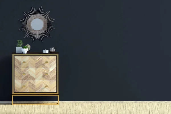 Intérieur Moderne Avec Dresser Wall Mock Illustration — Photo