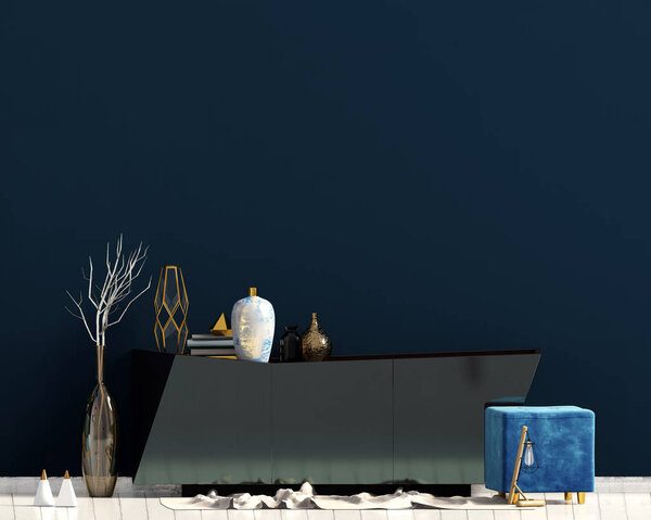 Современный дизайн интерьера в скандинавском стиле. Изобрази стену. 3D иллюстрация
.