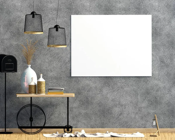 Iinterior Ontwerp Landelijke Stijl Mock Poster Illustratie — Stockfoto