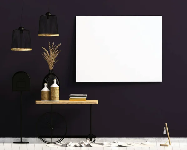 Iinterior Design Lantlig Stil Håna Upp Affischen Illustration — Stockfoto