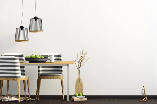 Vysmívat se stěny v interiéru s jídelní částí. moderní obývací pokoj st — Stock fotografie