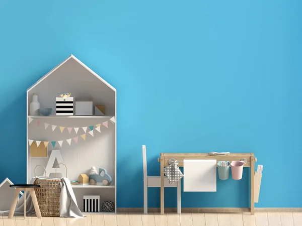 Kamar anak Pastel. ruang bermain. Gaya modern. Ilustrasi 3d. Wa — Stok Foto