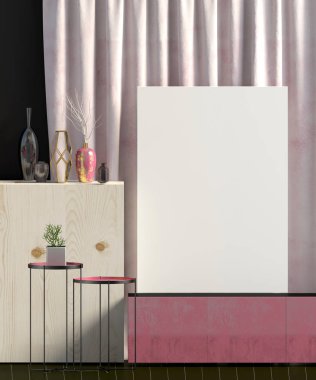 Çağdaş tarzda ıiç tasarım. Posteri taklit et. 3D illus