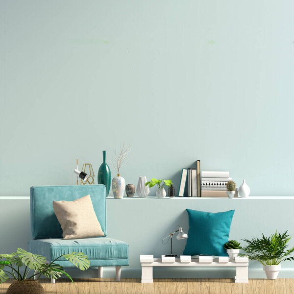 Iinterior design in contemporary style. Mock up wall. 3D illustration.