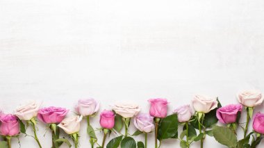 Çiçekler sevgililer günü kompozisyonu. GR üzerindeki pembe gülden yapılmış çerçeve