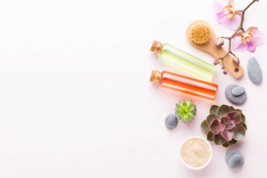 Spa arka plan ile el yapımı bio kozmetik ve kaktüs compositio
