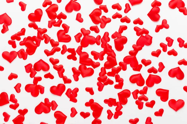 Walentynki serca tle czerwony na białym tle drewnianych. — Zdjęcie stockowe