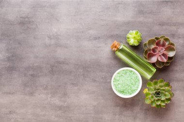 El yapımı biyo-kozmetik ve kaktüs kompozitli spa arka planı