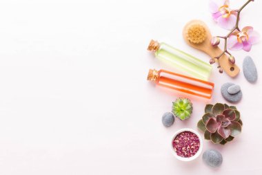 Spa arka plan ile el yapımı bio kozmetik ve kaktüs compositio
