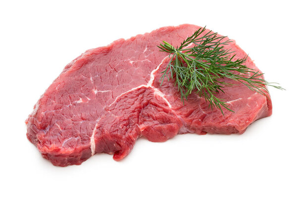 Fresh raw beef steak isolated on white.