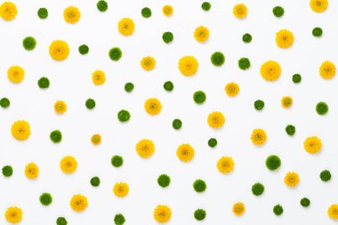 Çiçek kompozisyon. Beyaz bac üzerinde sarı çiçek desen yaptı