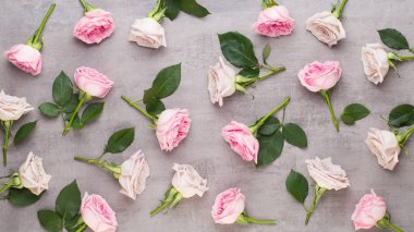 Çiçekler sevgililer günü kompozisyonu. GR üzerindeki pembe gülden yapılmış çerçeve