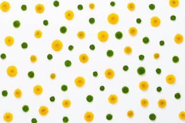 Çiçek kompozisyon. Beyaz bac üzerinde sarı çiçek desen yaptı