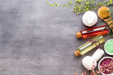 Spa tedavi kavramı, doğal cosmeti ile düz yatıyordu kompozisyon