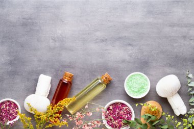 Spa tedavi kavramı, doğal cosmeti ile düz yatıyordu kompozisyon