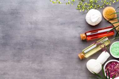 Spa tedavi kavramı, doğal cosmeti ile düz yatıyordu kompozisyon