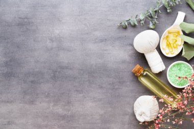 Spa tedavi kavramı, doğal cosmeti ile düz yatıyordu kompozisyon
