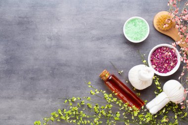 Spa tedavi kavramı, doğal cosmeti ile düz yatıyordu kompozisyon