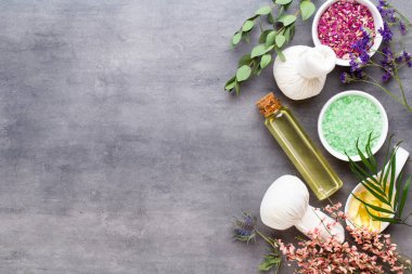 Spa tedavi kavramı, doğal cosmeti ile düz yatıyordu kompozisyon