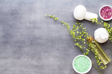 Spa tedavi kavramı, doğal cosmeti ile düz yatıyordu kompozisyon