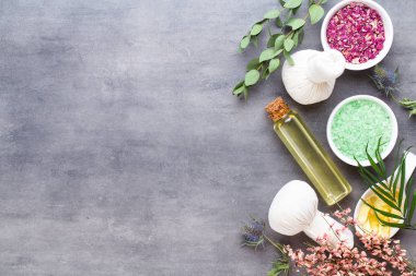 Spa tedavi kavramı, doğal cosmeti ile düz yatıyordu kompozisyon