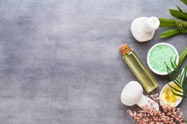 Spa tedavi kavramı, doğal cosmeti ile düz yatıyordu kompozisyon