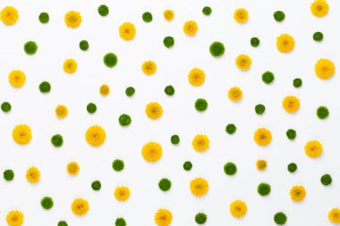 Çiçek kompozisyon. Beyaz bac üzerinde sarı çiçek desen yaptı