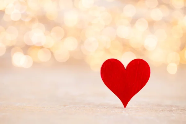 Corazón rojo fondo bokeh, tarjeta de felicitación del día de San Valentín . — Foto de Stock