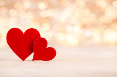 Kırmızı kalp arka plan, Sevgililer Günü tebrik kartı.