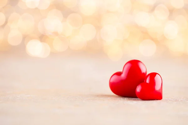 Coração vermelho bokeh fundo, cartão de saudação dia dos namorados . — Fotografia de Stock