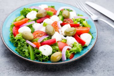 Sebze salatası peynir Mozzarella peyniri, domates, basilikum ve 