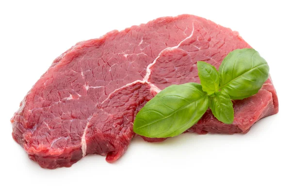 Fresh raw beef steak isolated on white. — Stock Photo, Image