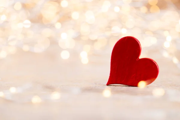 Červené srdce bokeh pozadí, Valentýn blahopřání. — Stock fotografie