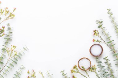 Bio bitkisel yeşil kozmetik düzenleme, deniz tuzu ve el yapımı çünkü