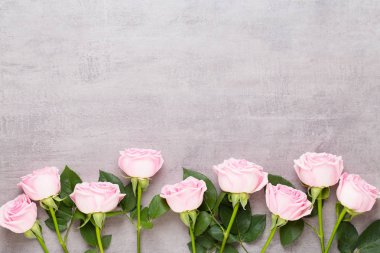 Çiçekler sevgililer günü kompozisyonu. GR üzerindeki pembe gülden yapılmış çerçeve