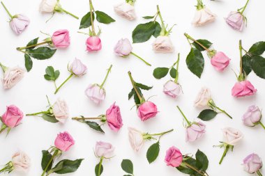 Çiçekler sevgililer günü kompozisyonu. GR üzerindeki pembe gülden yapılmış çerçeve