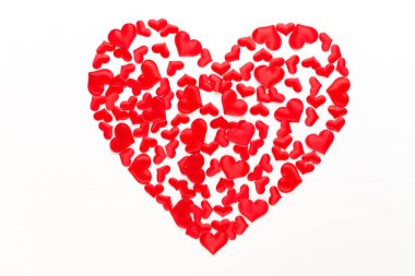 Sevgiliye arka plan kırmızı kalpler Beyaz ahşap zemin üzerinde.