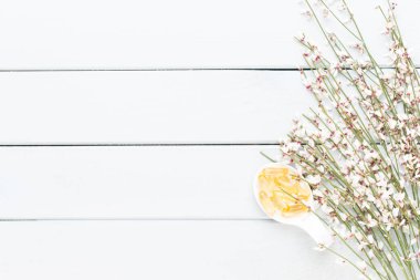 Güzellik ve moda kavramı üzerinde pastel rustik ahşap ayarla spa ile 