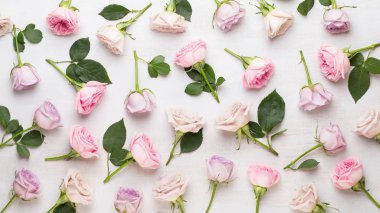 Çiçekler sevgililer günü kompozisyonu. GR üzerindeki pembe gülden yapılmış çerçeve