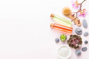 Spa arka plan ile el yapımı bio kozmetik ve kaktüs compositio