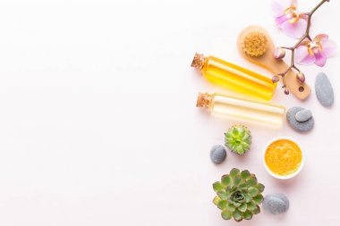 Spa arka plan ile el yapımı bio kozmetik ve kaktüs compositio