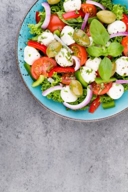 Sebze salatası peynir Mozzarella peyniri, domates, basilikum ve 